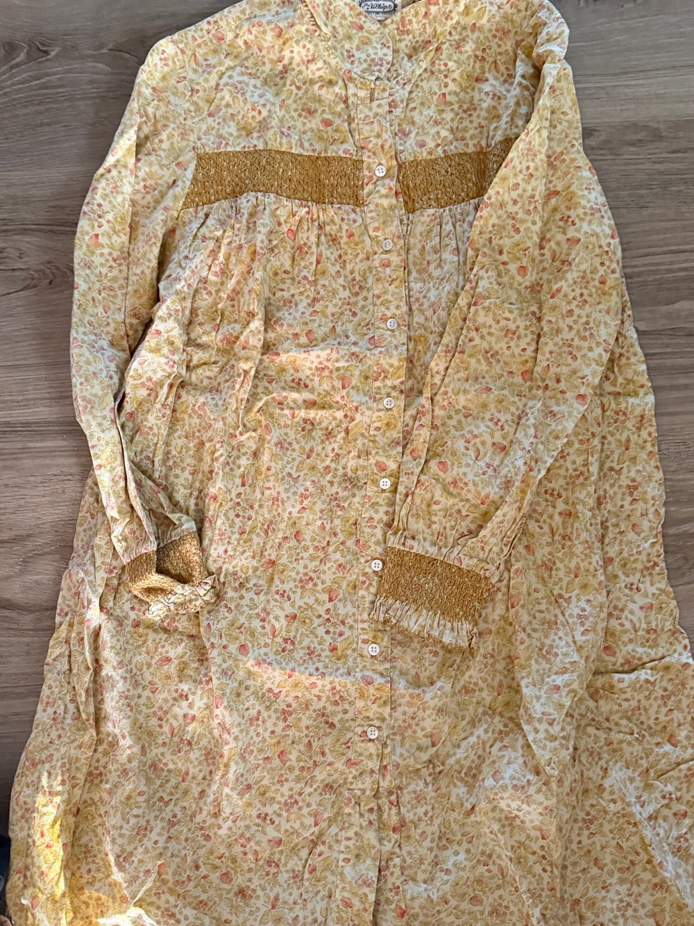 Villager Yellow Floral Long Sleeve Maxi Dress with Smocked Detail